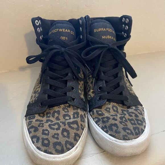 Supra High Top Skytop Shoe Muska 001 Women's Size 7.5 Leopard Cheetah - Picture 3 of 6